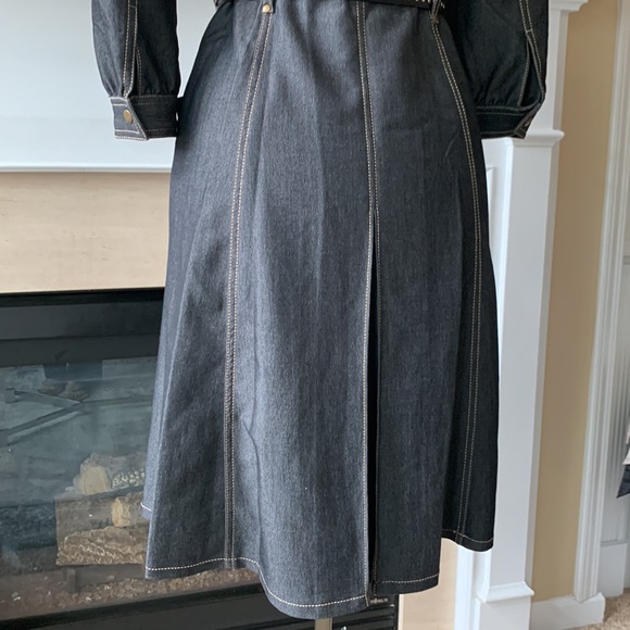 Cache Black Raw Denim Button Front A-line Dress, 4 - Picture 5 of 9